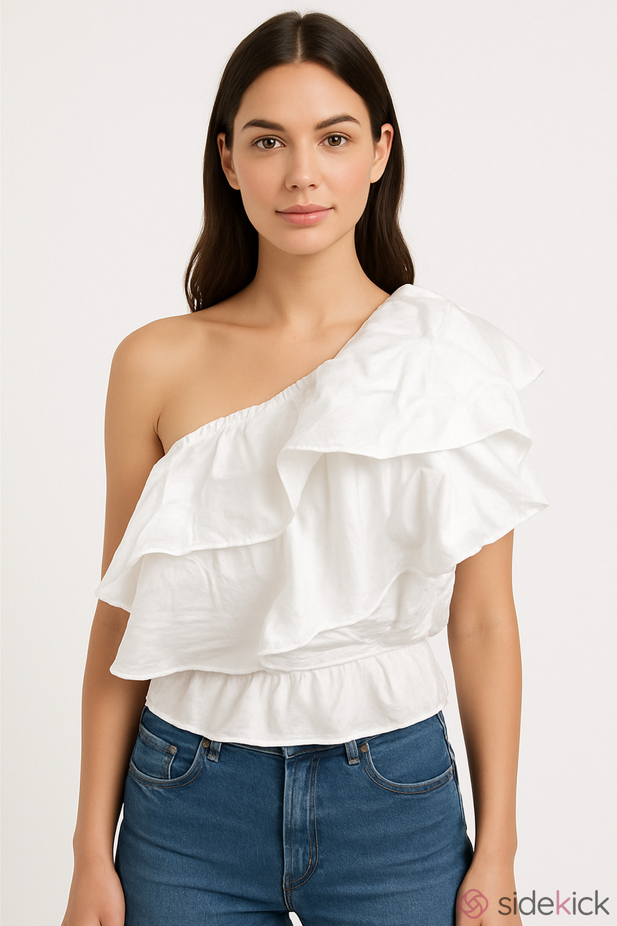 Zara Cream Strapless Ruffled Tube Top